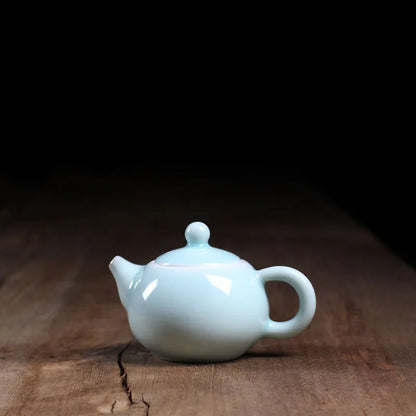 200ml Traditional Chinese Style Celadon Crackle Solid Color Ceramic Small Teapot China Ru Kiln Porcelain Tea Set