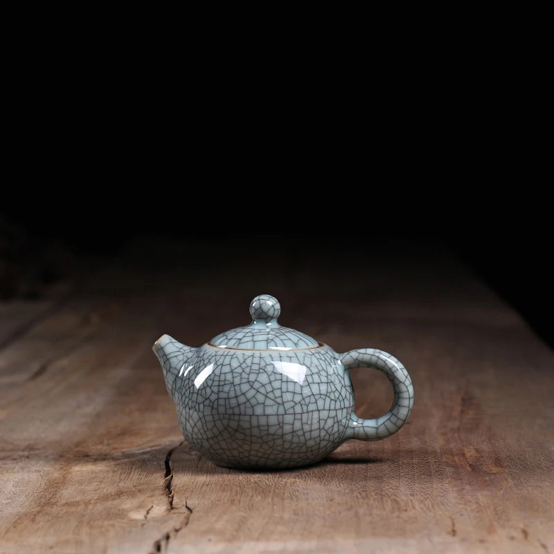 200ml Traditional Chinese Style Celadon Crackle Solid Color Ceramic Small Teapot China Ru Kiln Porcelain Tea Set