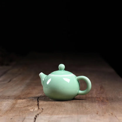 200ml Traditional Chinese Style Celadon Crackle Solid Color Ceramic Small Teapot China Ru Kiln Porcelain Tea Set