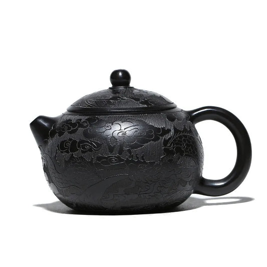 200ml Yixing Handmade Purple Clay Teapot Famous Hand Carved Dragon Pattern Xishi Tea Pot Kettle Chinese Zisha Tea Set Customized