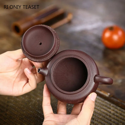 200ml Yixing Handmade Purple Clay Teapot Master Hand Carved Tea Pot Raw Ore Purple Mud Beauty Kettle Chinese Zisha Tea Set Gifts