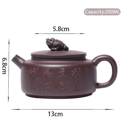 200ml Yixing Handmade Purple Clay Teapot Master Hand Carved Tea Pot Raw Ore Purple Mud Beauty Kettle Chinese Zisha Tea Set Gifts