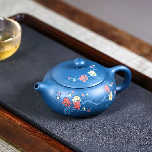 200ml Yixing Handmade Purple Clay Teapot Plum Blossom  Tea Pot Raw Ore Azure Mud Beauty Kettle Customized Tea Set