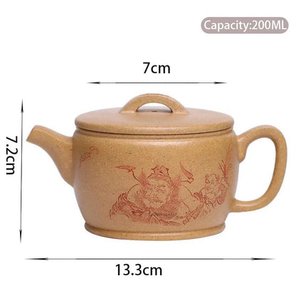 200ml Yixing High-end Handmade Purple Clay Teapots Famous Hand-carved Tea Pot Raw Ore Section Mud Kettle Chinese Zisha Tea Set