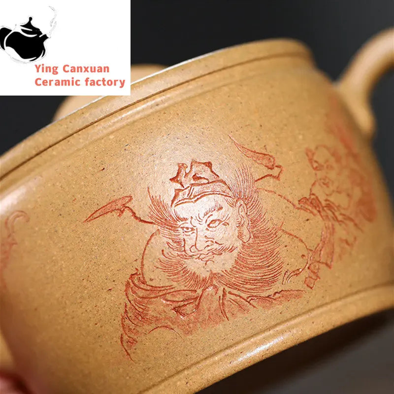 200ml Yixing High-end Handmade Purple Clay Teapots Famous Hand-carved Tea Pot Raw Ore Section Mud Kettle Chinese Zisha Tea Set