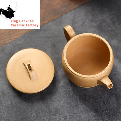 200ml Yixing High-end Handmade Purple Clay Teapots Famous Hand-carved Tea Pot Raw Ore Section Mud Kettle Chinese Zisha Tea Set