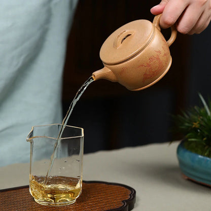200ml Yixing High-end Handmade Purple Clay Teapots Famous Hand-carved Tea Pot Raw Ore Section Mud Kettle Chinese Zisha Tea Set