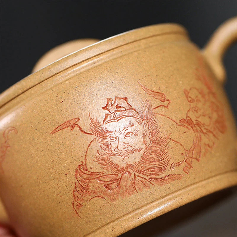 200ml Yixing High-end Handmade Purple Clay Teapots Famous Hand-carved Tea Pot Raw Ore Section Mud Kettle Chinese Zisha Tea Set