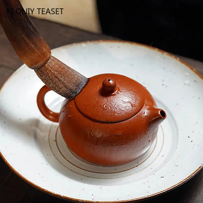 200ml Yixing High-end Purple Clay Teapots Famous Handmade Xishi Tea Pot Coarse Sand Dahongpao Kettle Chinese Zisha Tea Set
