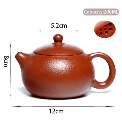 200ml Yixing High-end Purple Clay Teapots Famous Handmade Xishi Tea Pot Coarse Sand Dahongpao Kettle Chinese Zisha Tea Set