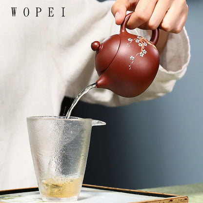 200ml Yixing Purple Clay Dragon Egg Teapot Master Handmade Plum Bossom Tea Pot Raw Ore Dahongpao Kettle Chinese Zisha Tea Set