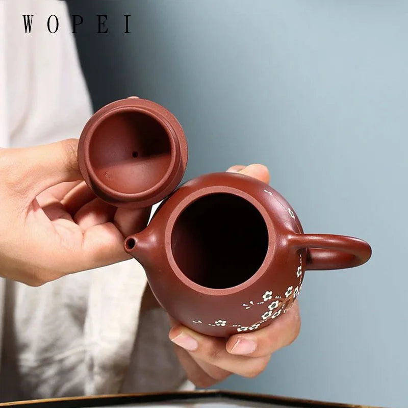 200ml Yixing Purple Clay Dragon Egg Teapot Master Handmade Plum Bossom Tea Pot Raw Ore Dahongpao Kettle Chinese Zisha Tea Set