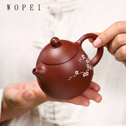 200ml Yixing Purple Clay Dragon Egg Teapot Master Handmade Plum Bossom Tea Pot Raw Ore Dahongpao Kettle Chinese Zisha Tea Set