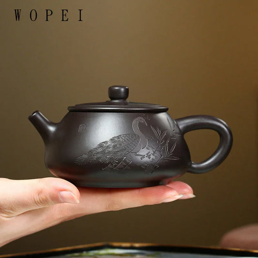 200ml Yixing Purple Clay Stone Scoop Teapot Handmade Filter Beauty Tea Pot Zisha Black Mud Tea Maker Chinese Teaware Supplies
