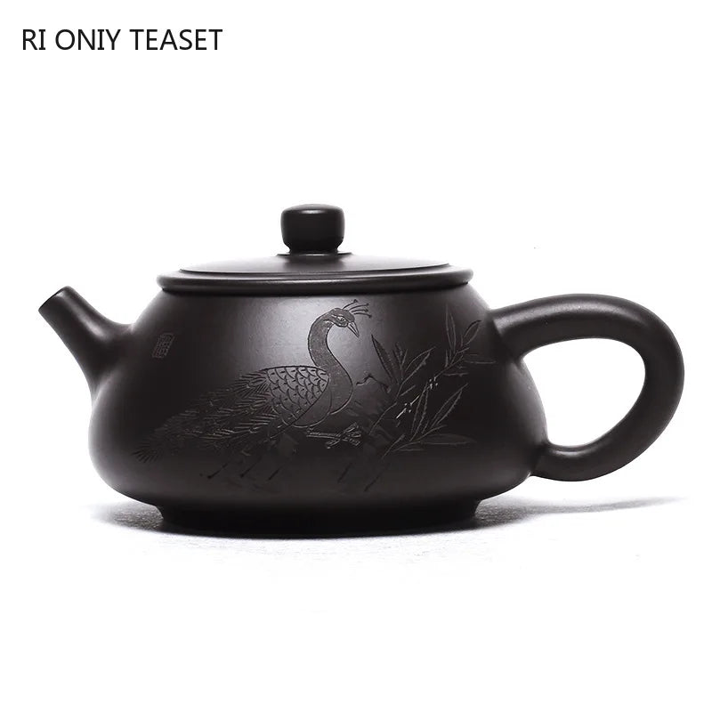 200ml Yixing Purple Clay Stone Scoop Teapot Handmade Filter Beauty Tea Pot Zisha Black Mud Tea Maker Chinese Teaware Supplies