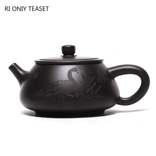 200ml Yixing Purple Clay Stone Scoop Teapot Handmade Filter Beauty Tea Pot Zisha Black Mud Tea Maker Chinese Teaware Supplies