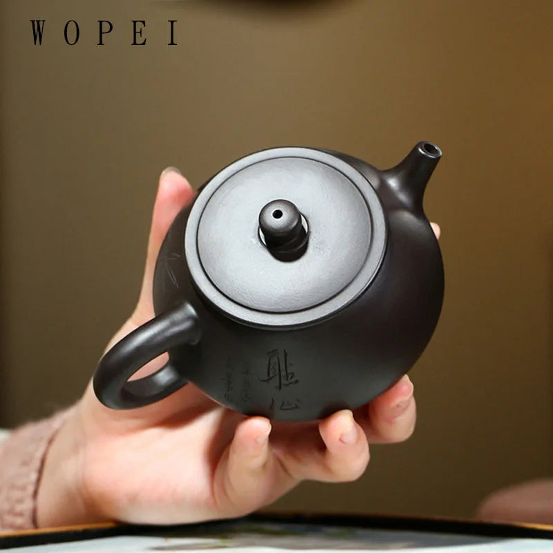 200ml Yixing Purple Clay Stone Scoop Teapot Handmade Filter Beauty Tea Pot Zisha Black Mud Tea Maker Chinese Teaware Supplies