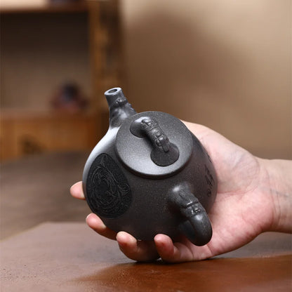 200ml Yixing Purple Clay Teapot Famous Handmade Peony Tea Pot Collection Raw Ore Suet White Jade Mud Kettle Chinese Zisha Teaset