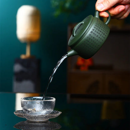 200ml Yixing Purple Clay Teapot Raw Ore Green Mud Hand-carved hanwa Kettle Home Beauty Tea Infuser Chinese Zisha Tea Set