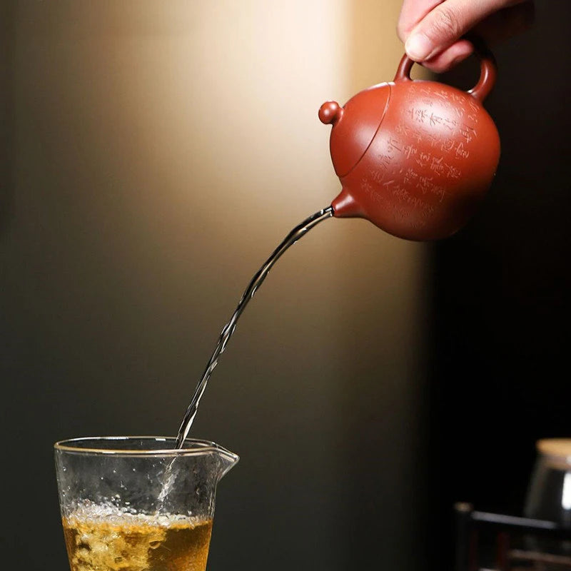 200ml Yixing Purple Clay Teapots Famous Artists Handmade Dragon Egg Tea Pot Raw Ore Dahongpao Mud Kettle Chinese Zisha Tea Set