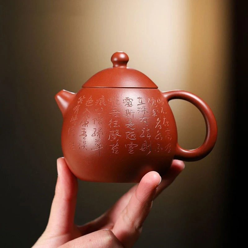 200ml Yixing Purple Clay Teapots Famous Artists Handmade Dragon Egg Tea Pot Raw Ore Dahongpao Mud Kettle Chinese Zisha Tea Set