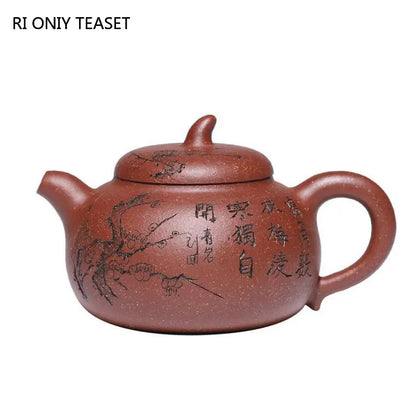 200ml Yixing Purple Clay Teapots Famous Artists Handmade Plum Blossom Pattern Tea Pot Kettle Chinese Zisha Tea Set Teaware