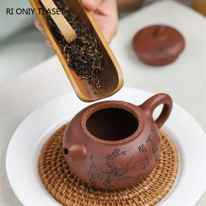200ml Yixing Purple Clay Teapots Famous Artists Handmade Plum Blossom Pattern Tea Pot Kettle Chinese Zisha Tea Set Teaware