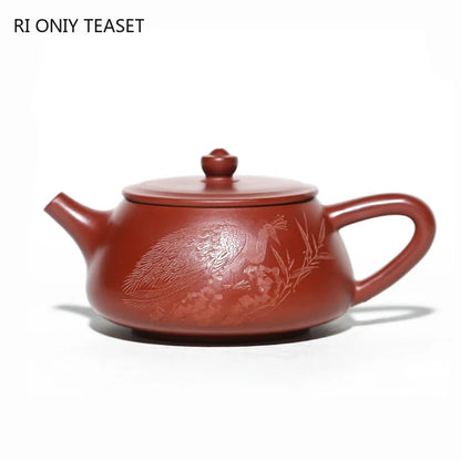 200ml Yixing Purple Clay Teapots Famous Handmade Stone Scoop Tea Pot Raw Ore Dahongpao Beauty Kettle Chinese Zisha Tea Set
