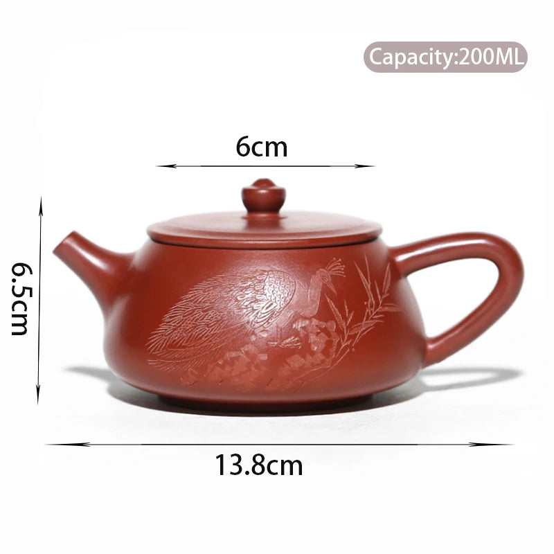 200ml Yixing Purple Clay Teapots Famous Handmade Stone Scoop Tea Pot Raw Ore Dahongpao Beauty Kettle Chinese Zisha Tea Set