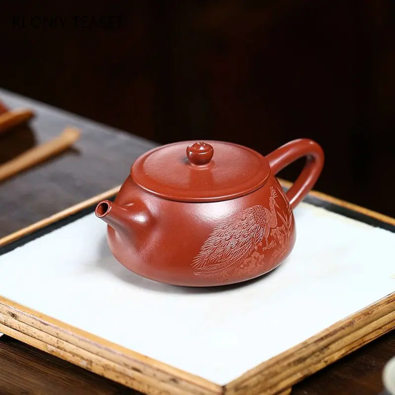 200ml Yixing Purple Clay Teapots Famous Handmade Stone Scoop Tea Pot Raw Ore Dahongpao Beauty Kettle Chinese Zisha Tea Set