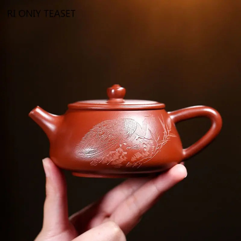 200ml Yixing Purple Clay Teapots Famous Handmade Stone Scoop Tea Pot Raw Ore Dahongpao Beauty Kettle Chinese Zisha Tea Set