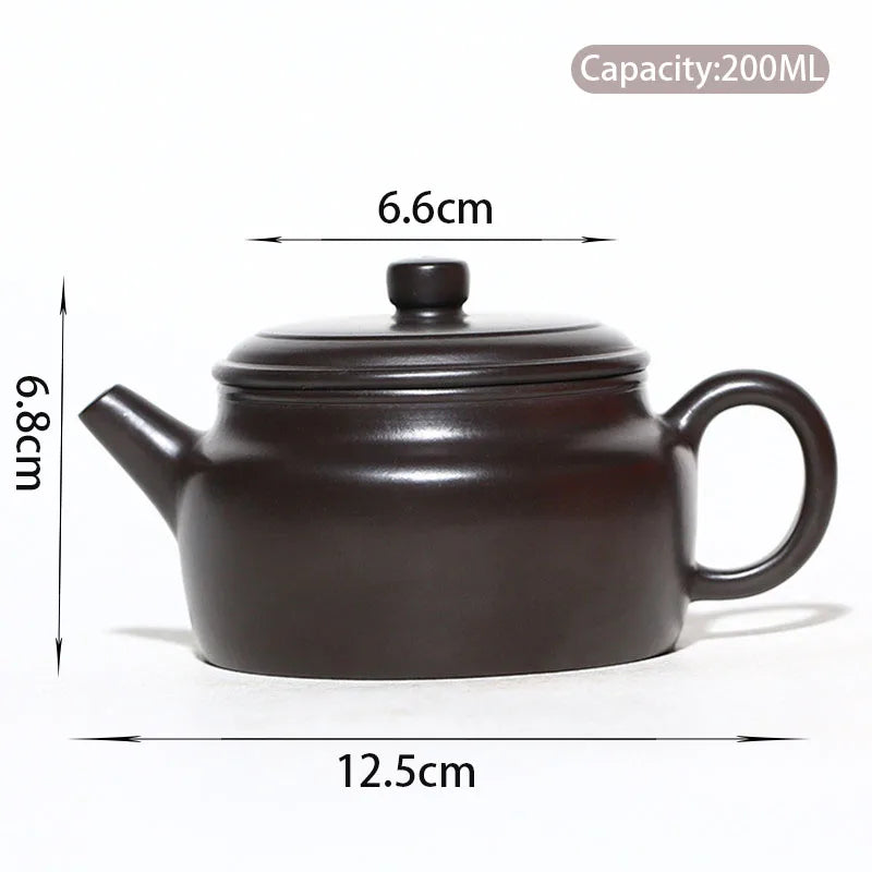 200ml Yixing Purple Clay Teapots Famous Handmade Tea Pot Raw Ore Black Vermillion Mud Kettle Chinese Authentic Zisha Tea Set