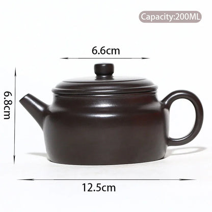200ml Yixing Purple Clay Teapots Famous Handmade Tea Pot Raw Ore Black Vermillion Mud Kettle Chinese Authentic Zisha Tea Set