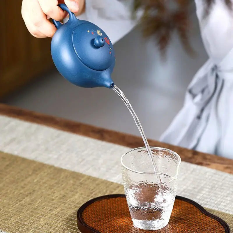 200ml Yixing Tea Pots Handmade Purple Clay Teapot Plum Blossom Raw Ore Azure Mud Beauty Kettle Customized Tea Set