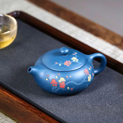 200ml Yixing Tea Pots Handmade Purple Clay Teapot Plum Blossom Raw Ore Azure Mud Beauty Kettle Customized Tea Set