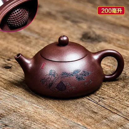200ml Yixing Zisha black clay teapot master all handmade tea pot Kung Fu tea kettle old purple mud free