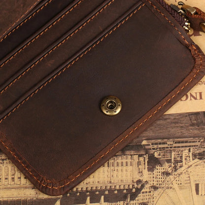 2017 New wallet High quality retro style handmade cow genuine Crazy horse leather oil leather men male long purse free shipping