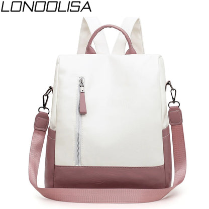2020 New College Style Women Backpack High Quality Soft Leather Bookpack For Teenage Girls Fashion Contrast Ladies Crossbody Bag