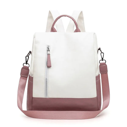 2020 New College Style Women Backpack High Quality Soft Leather Bookpack For Teenage Girls Fashion Contrast Ladies Crossbody Bag