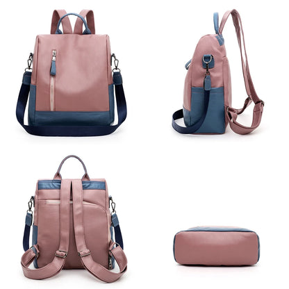 2020 New College Style Women Backpack High Quality Soft Leather Bookpack For Teenage Girls Fashion Contrast Ladies Crossbody Bag