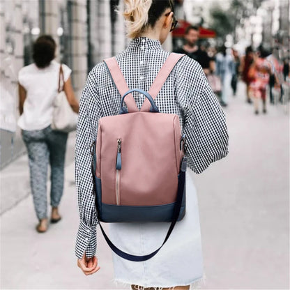2020 New College Style Women Backpack High Quality Soft Leather Bookpack For Teenage Girls Fashion Contrast Ladies Crossbody Bag