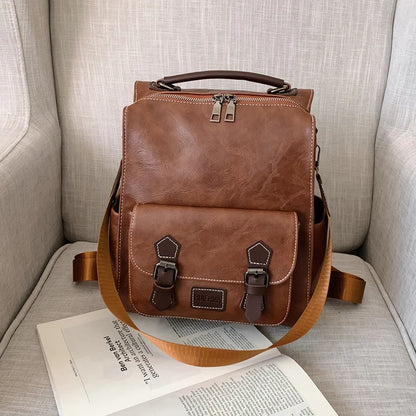2020 Women Vintage PU Leather Backpacks Vintage Female Shoulder Bags Sac a Dos Casual Travel Ladies Bagpack Mochilas School Bags