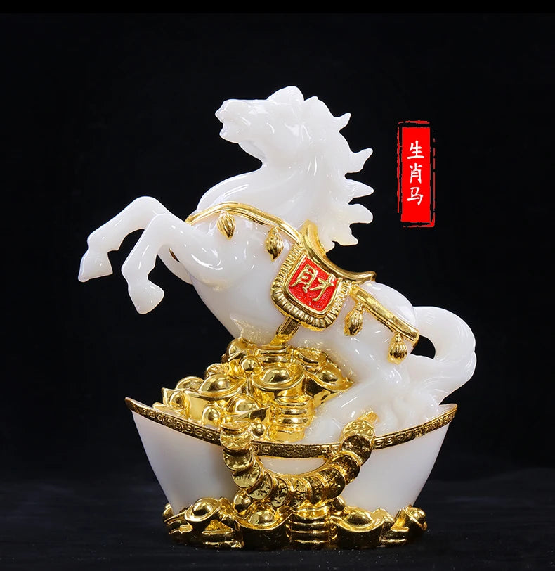 2021 Asia HOME office shop company business Prosperity GOOD luck Success gold-plating Fortune horse FENG SHUI talisman statue
