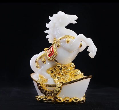 2021 Asia HOME office shop company business Prosperity GOOD luck Success gold-plating Fortune horse FENG SHUI talisman statue