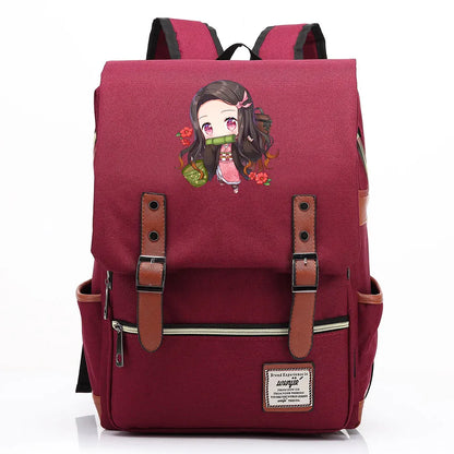 2021 Demon Slayer Prints Boy Girl Student School Book Bags Teenagers Schoolbags Canvas Women Bagpack Men Belt Travel Backpack