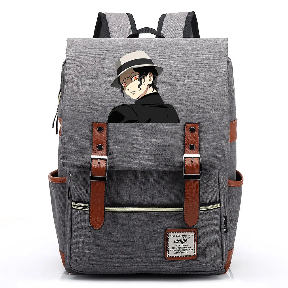 2021 Demon Slayer Prints Boy Girl Student School Book Bags Teenagers Schoolbags Canvas Women Bagpack Men Belt Travel Backpack
