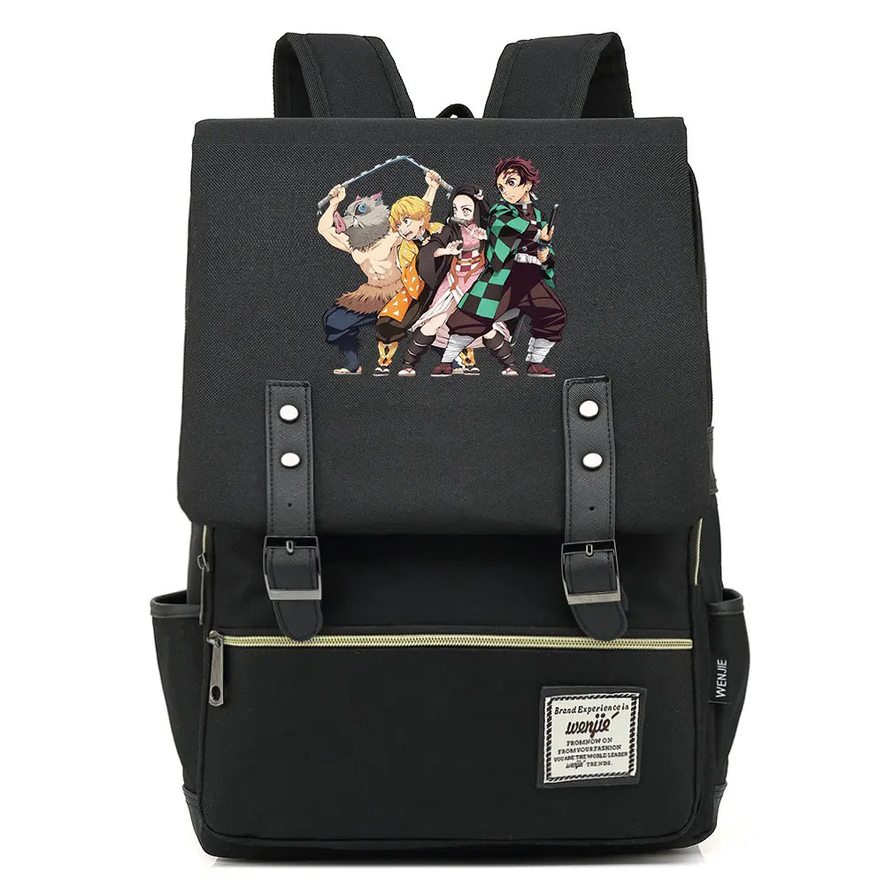 2021 Demon Slayer Prints Boy Girl Student School Book Bags Teenagers Schoolbags Canvas Women Bagpack Men Belt Travel Backpack