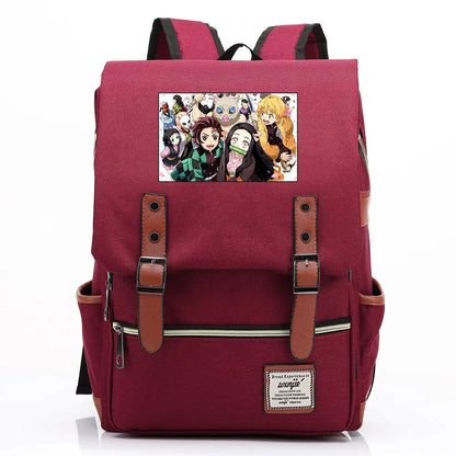 2021 Demon Slayer Prints Boy Girl Student School Book Bags Teenagers Schoolbags Canvas Women Bagpack Men Belt Travel Backpack