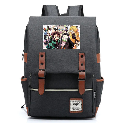 2021 Demon Slayer Prints Boy Girl Student School Book Bags Teenagers Schoolbags Canvas Women Bagpack Men Belt Travel Backpack