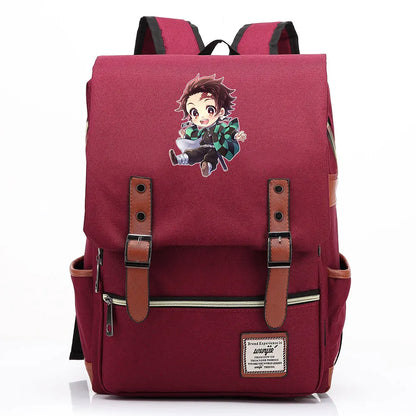 2021 Demon Slayer Prints Boy Girl Student School Book Bags Teenagers Schoolbags Canvas Women Bagpack Men Belt Travel Backpack